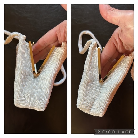 Vintage Beaded Hand Bag-White-7x5 - Picture 10 of 17